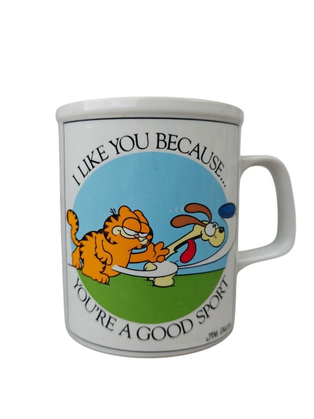 Vintage Enesco Garfield Odie Ceramic Mug Cup White & Multi-Color 80s Jim Davis